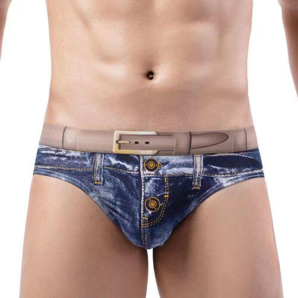 (noir -2XL) Slip homme en coton stretch aspect denim : respirant et sexy