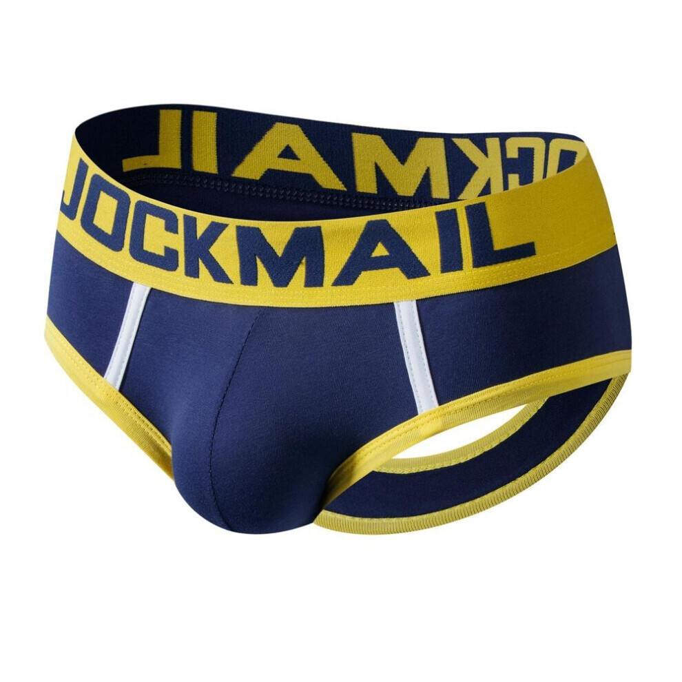 (bleu marine -XL) Slip Jockmail Coton Dos Ouvert Sous-Vêtements Sexy Homme