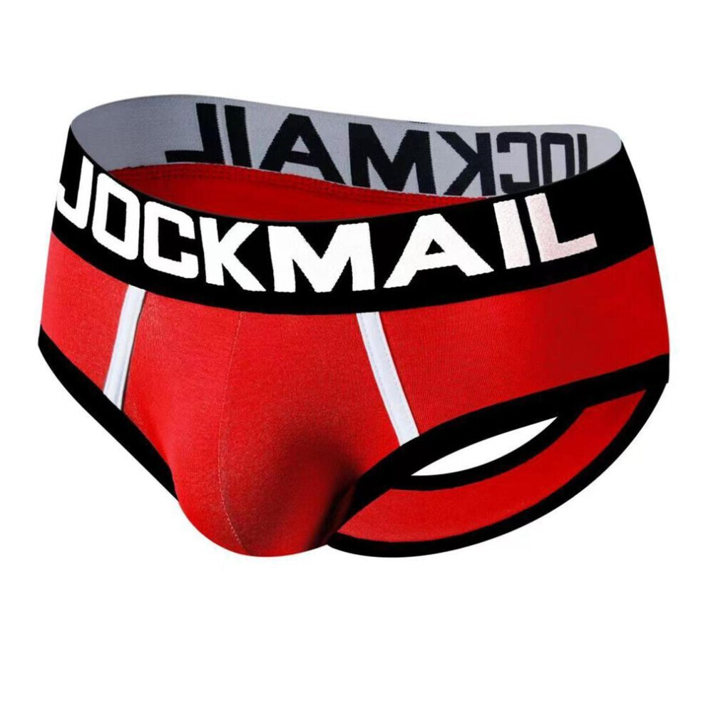 (rouge -XL) Slip Jockmail Coton Dos Ouvert Sous-Vêtements Sexy Homme