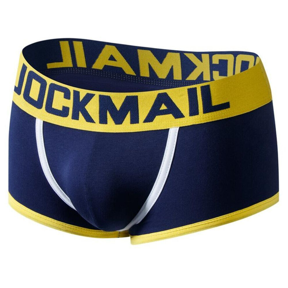 (bleu marine -M) Boxer Jockmail Color Block Design Taille basse Dos ouvert Slip homme Respirant Sport