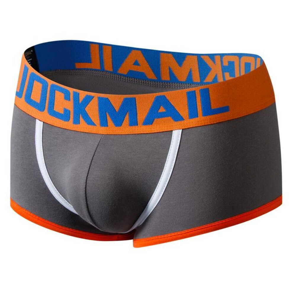 (gris -M) Boxer Jockmail Color Block Design Taille basse Dos ouvert Slip homme Respirant Sport