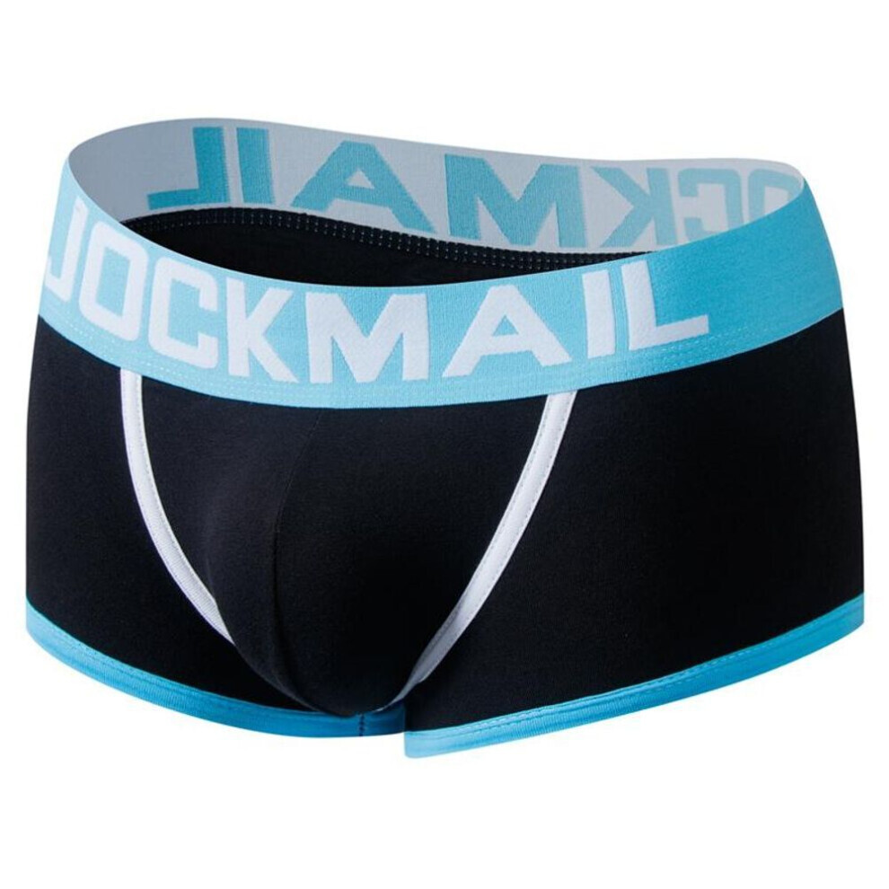 (noir -XXL) Boxer Jockmail Color Block Design Taille basse Dos ouvert Slip homme Respirant Sport