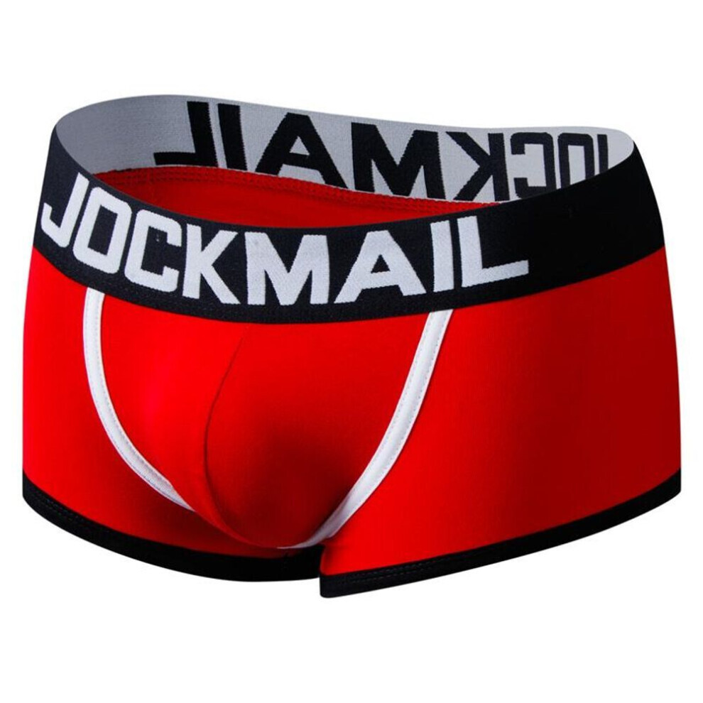 (rouge -XXL) Boxer Jockmail Color Block Design Taille basse Dos ouvert Slip homme Respirant Sport