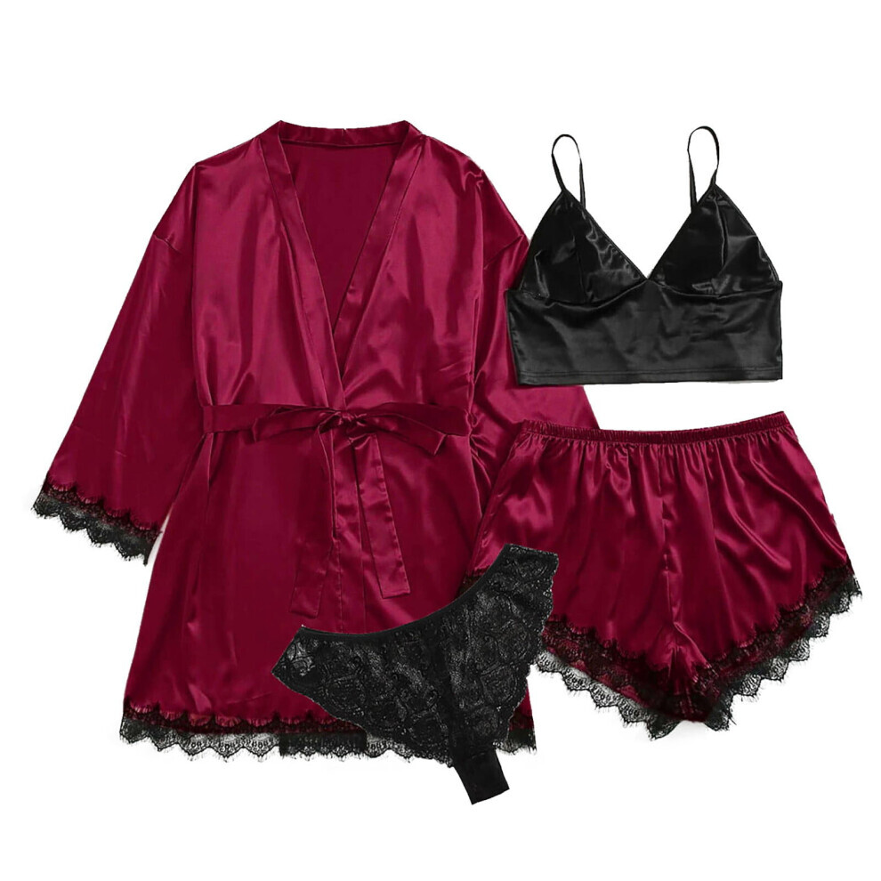 (Rouge -L) Pyjama de Noël pour la famille Pyjama de Noël familial Grande taille Sexy Femmes Robe en
