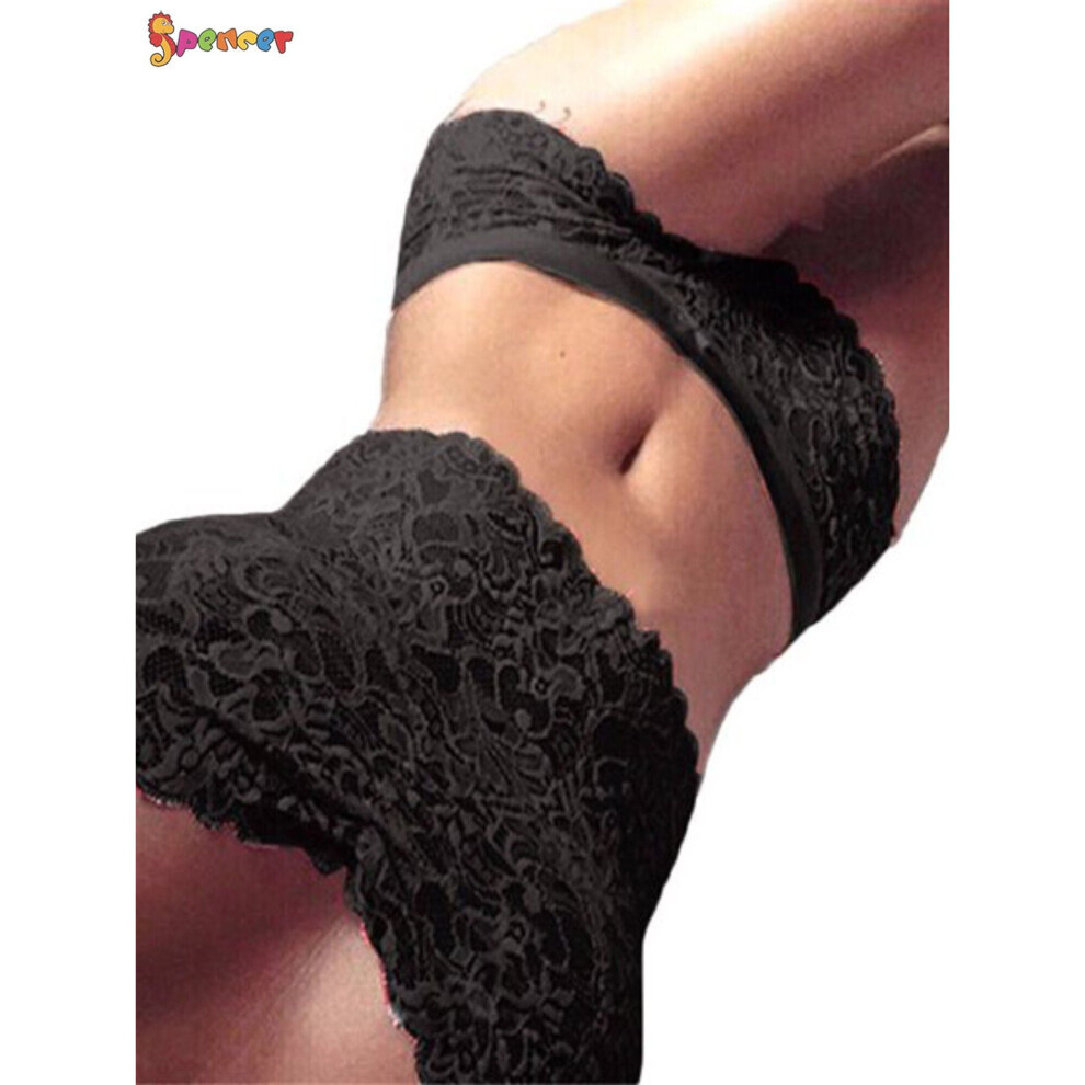 (Noir - L) Ensemble de vêtements de nuit sexy en dentelle pour femmes, deux pièces, soutien-gorge, culotte,