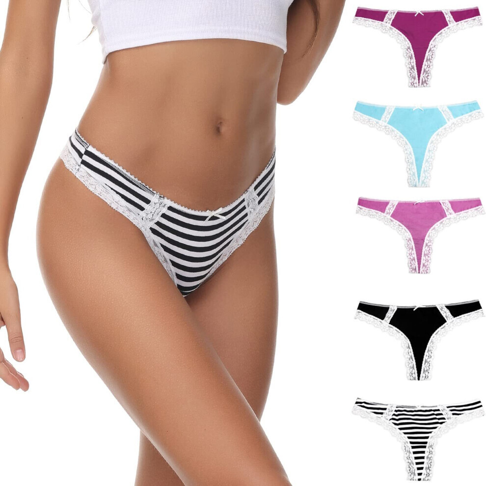 (Multicolore -S) Lot de 4 culottes sexy en coton et dentelle pour femme