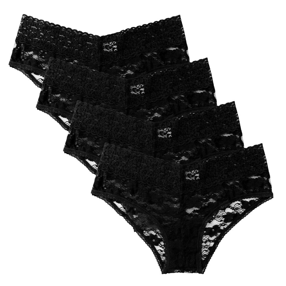 (Bla4 -L) Lot de 4 culottes sexy en coton et dentelle pour femme