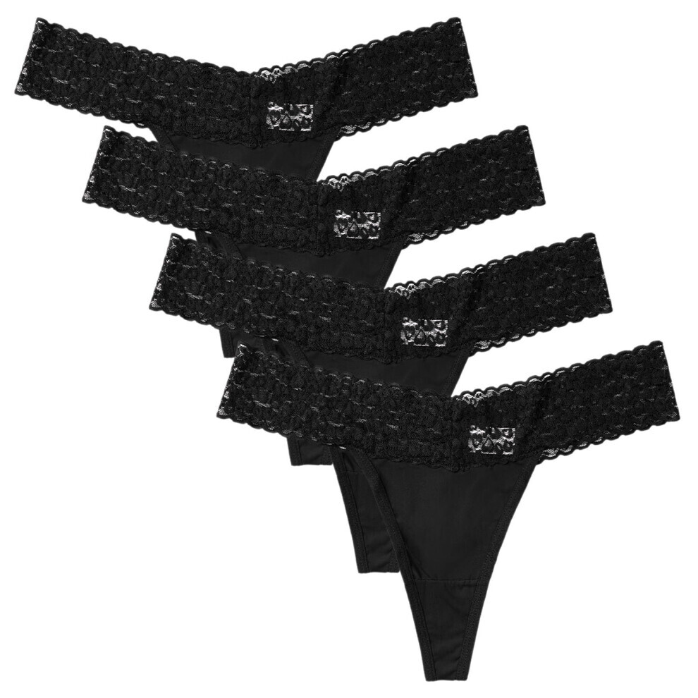 (Bla-Bla-Bla-Bla -L) String en coton sexy en dentelle pour femme, lot de 4 culottes