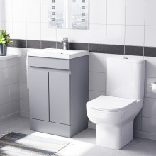 Nes Home Matte Grey 500mm Basin Vanity Unit & Close Coupled Toilet