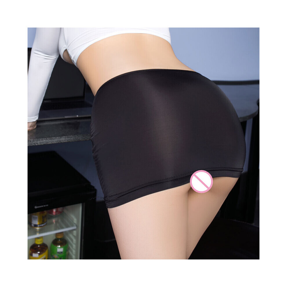 Jupe crayon moulante sexy en soie glacée pour femme, mini-jupe transparente, OL, fantaisie