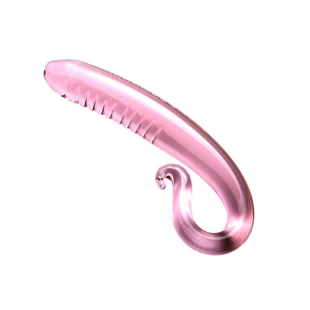 Gode tentacule incurvé rose en verre glacier
