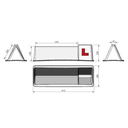 Magnetic Driving Instructor Roof Sign, White 2