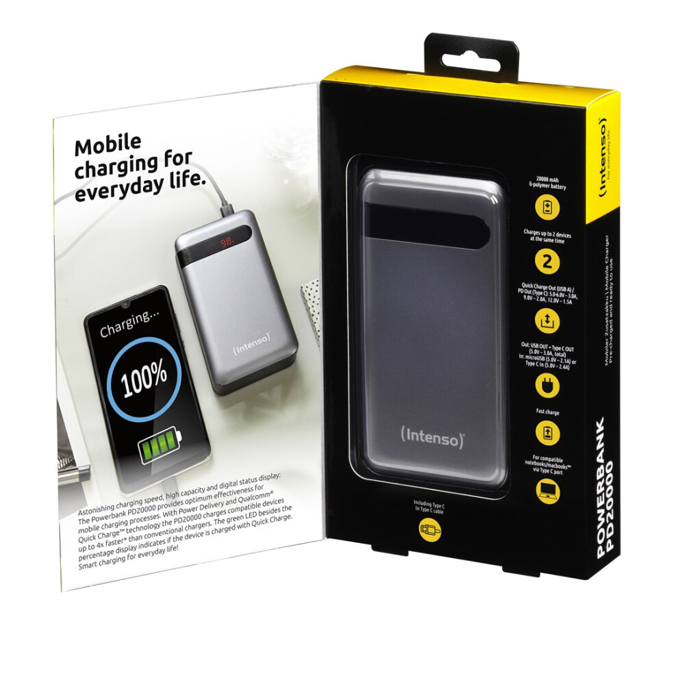Intenso Pd20000 Power Delivery Lithium Polymer (Lipo) 20000 Mah Anthracite 4034303029938
