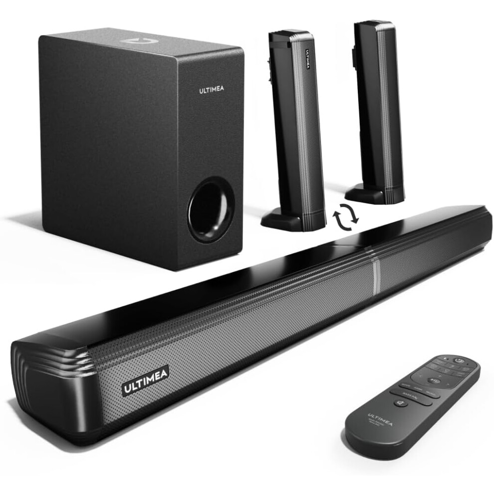 Ultimea 4.1Ch Sound Bar For Smart Tv With Subwoofer, Peak Power 200W, 2-In-1 Detachable Bluetooth 5.3 Soundbar, Bass Adjustable 90611766