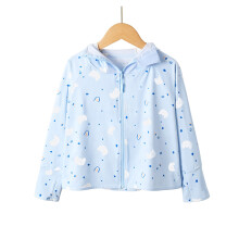 (Blue clouds, L100cm) Summer Children's Sunblock Cloak - Anti-UV, Breathable Cape-Style Jacket. UPF 50+ Protection for Boys & Girls, Ideal Outdoor Cover-Up