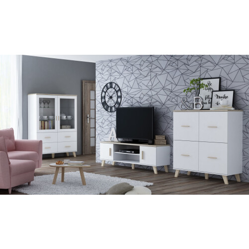 Cama sideboard LOTTA 110 4D white + sonoma oak 1