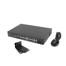 Lanberg Switch rack 19 POE+ 16x 100MB /2X COMBO GIGABIT ETHERNET 250W - RSFE-16P-2C-250