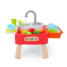 (Red) Kitchen Children's Dishwasher Table Toys Simulation Sink Children's Pretend Role-playing Toys