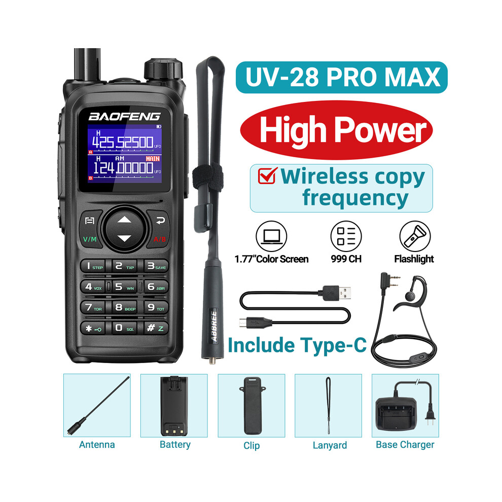 (Add-H-48cm) UV-28 PRO Max Talkie-walkie 10W Multi-Bande Sans Fil Copie Fréquence Longue Portée Récepteur