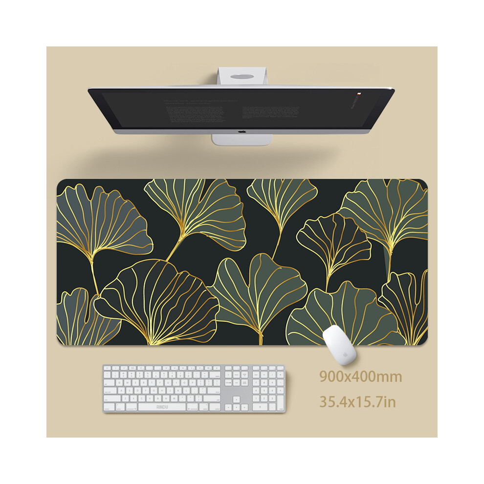 (orange 1k) Grand tapis de souris de jeu Leaf Art Tapis de souris d'ordinateur Tapis de souris Tapis