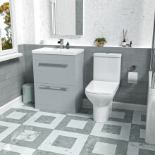 Nes Home 600mm Matte Grey Drawers Basin Vanity & Rimless Close Coupled Toilet