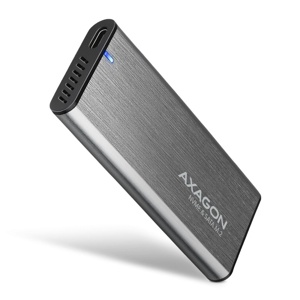 Axagon EEM2-SG2 externes Gehäuse für M.2 SSDs USB-C 3.2 Gen 2 (M.2), Festplattengehäuse, Schwarz, Grau, Silber - Bild 3