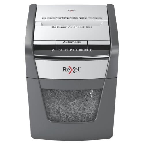 Trituradora de documentos - Rexel - Optimum Auto+ 50X - Corte transversal - 50 folhas - 20L