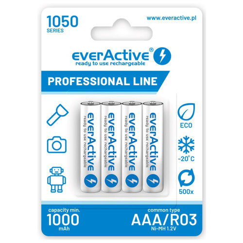 AAA/R03 everActive Professional Line 1050 mAh batterier 4 stk.