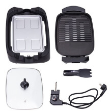 Elektrische Grill - ADLER - 2200W - Antikleefplaat - Glazen Deksel