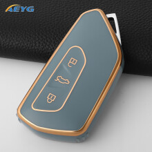 (Grey gold)TPU Car Remote Key Case Cover For For Volkseagen VW Golf 8 MK8 GTI GTD R ID.3 ID.4 2020 Cupra