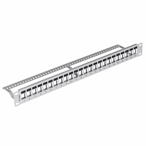 Patchpanel - LANBERG - 24 poorten - 1U - Keystone - Kleur grijs