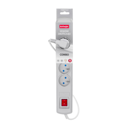 Activejet grey power strip with cord ACJ COMBO 5G/3M/BEZP. AUT/S 1