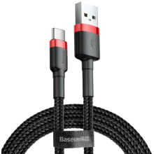 Cafule USB-C-Kabel 2A, 2 m - Rot/Schwarz