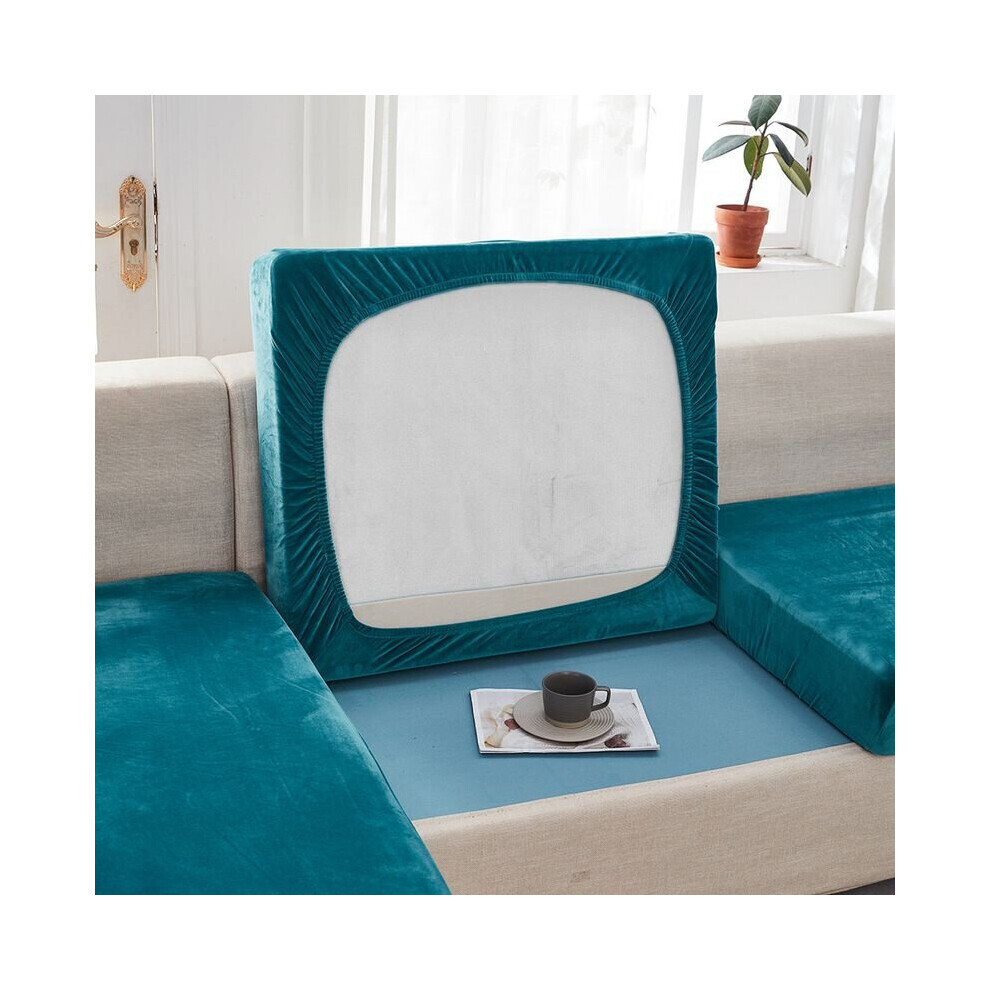 (Bleu lac, 1 place) Housse de coussin de canapé en velours housse antidérapante pour canapé