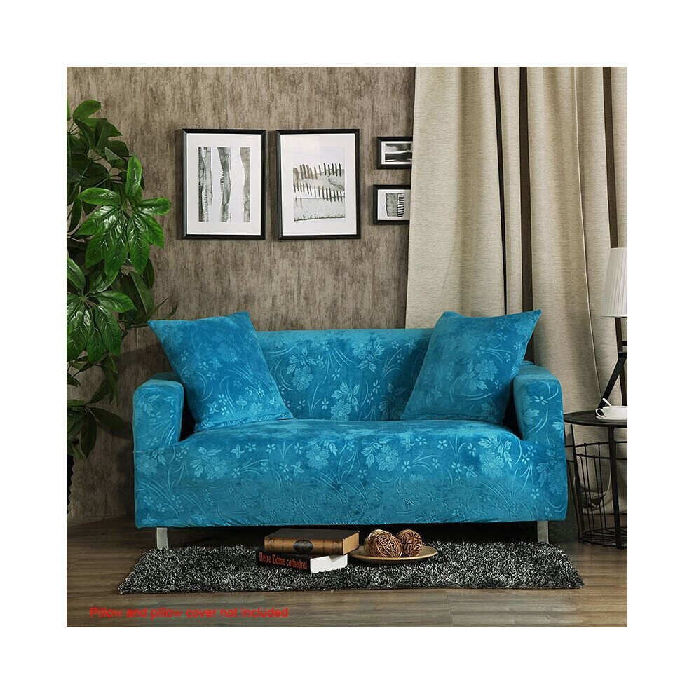 (LakeBlue, 2 places) Housse de canapé extensible en velours antidérapant avec gaufrage pour causeuse