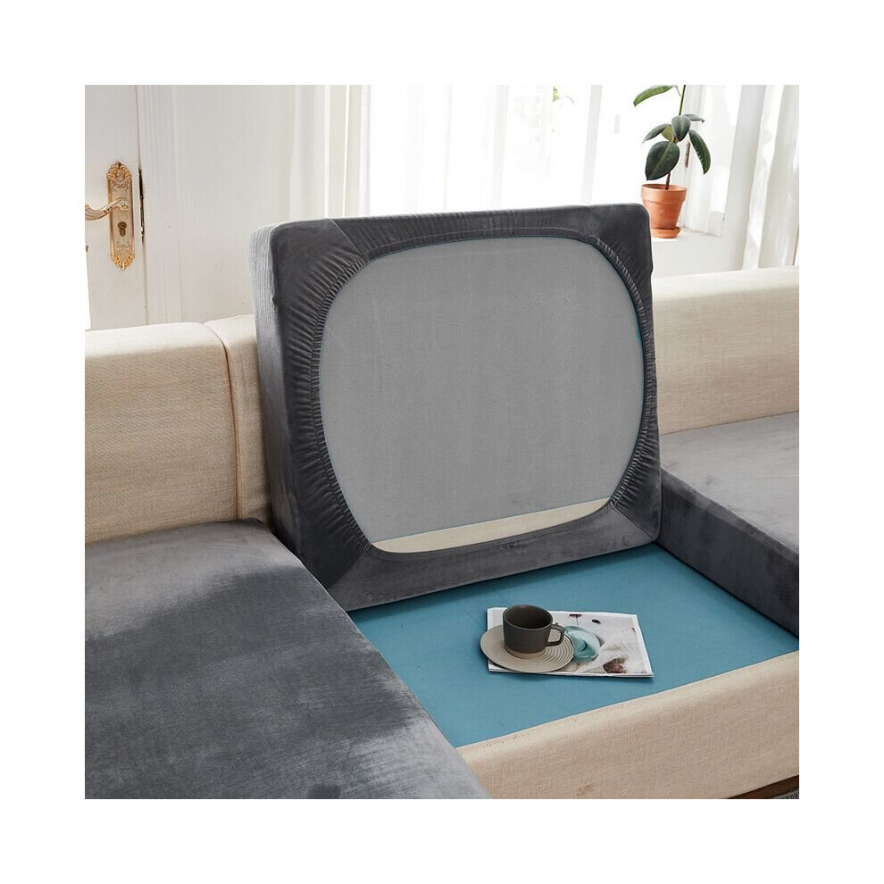 (Gris clair, 2 places) Housse de coussin de canapé en velours housse antidérapante pour canapé