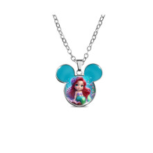 (MQXL410) collier pendentif tête de sirène princesse Mickey de bande dessinée ludique avec chaîne de