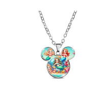 (MQXL43) collier pendentif tête de sirène princesse Mickey de bande dessinée ludique avec chaîne de