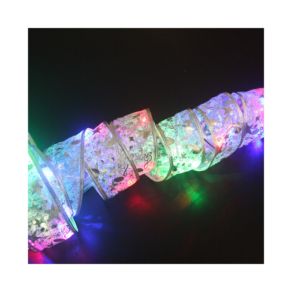 (multicolore) Guirlande lumineuse à double ruban doré à LED de Noël