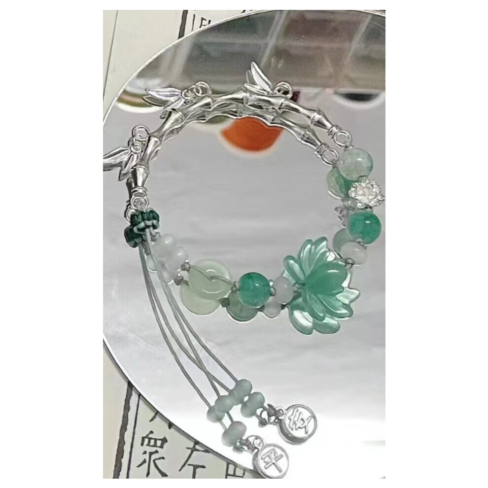 (Nouveau Bracelet Lotus vert chinois) exquis nouveau Bracelet pendentif en perles vertes de Style chinois