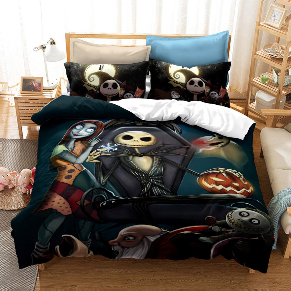 (NNN01, simple (135 x 200 cm)) Housse de couette et taie d'oreiller effrayantes et effrayantes pour
