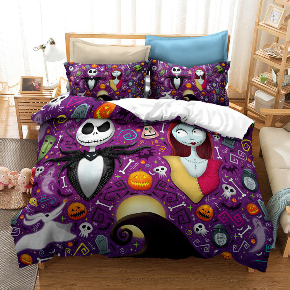 (NNN05, simple (135 x 200 cm)) Housse de couette et taie d'oreiller effrayantes et effrayantes pour