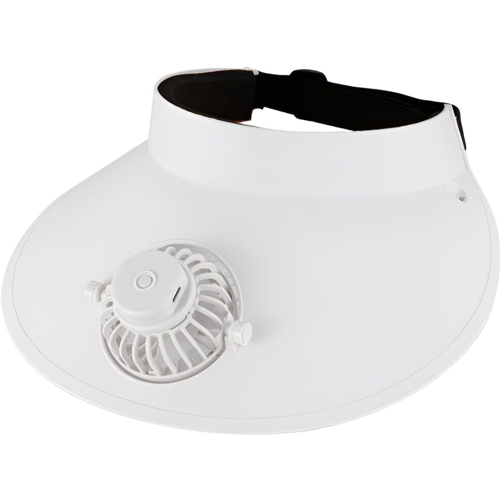 (XXL, White) Beach Hat with Fan | Sun Protection Hat - Fan Visor Hat, Empty Top Hat, Wide Brim Hat for Hiking, Camping, Golf, Beach Travel, Outdoor