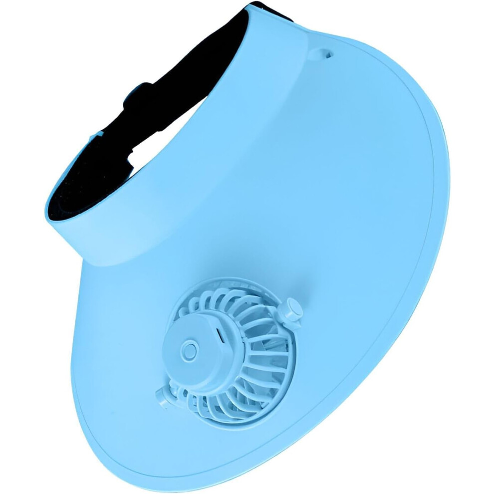 (XXL, Blue) Beach Hat with Fan | Sun Protection Hat - Fan Visor Hat, Empty Top Hat, Wide Brim Hat for Hiking, Camping, Golf, Beach Travel, Outdoor