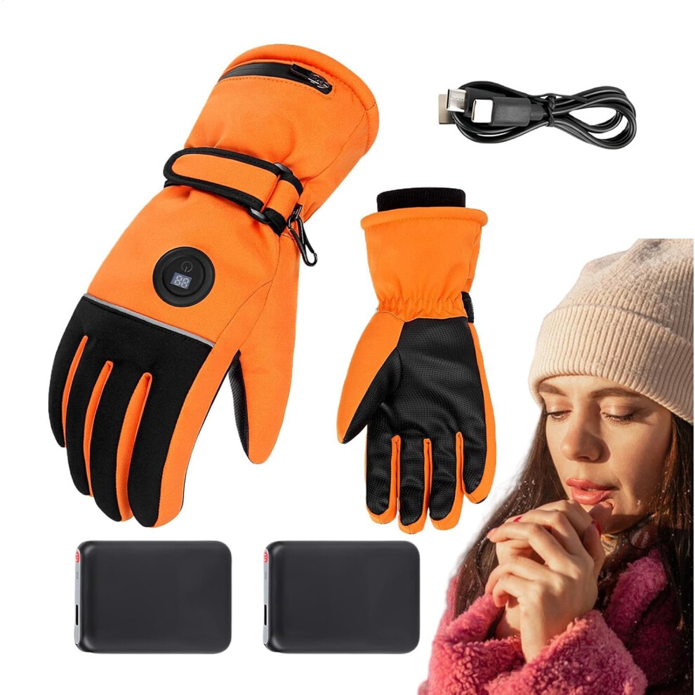 Heated Gloves For Men - Winter Warm Heating Gloves | Waterproof Rechargeable Touch Screen Reflective Running Warmer Gloves For Men And Women Outdoor I