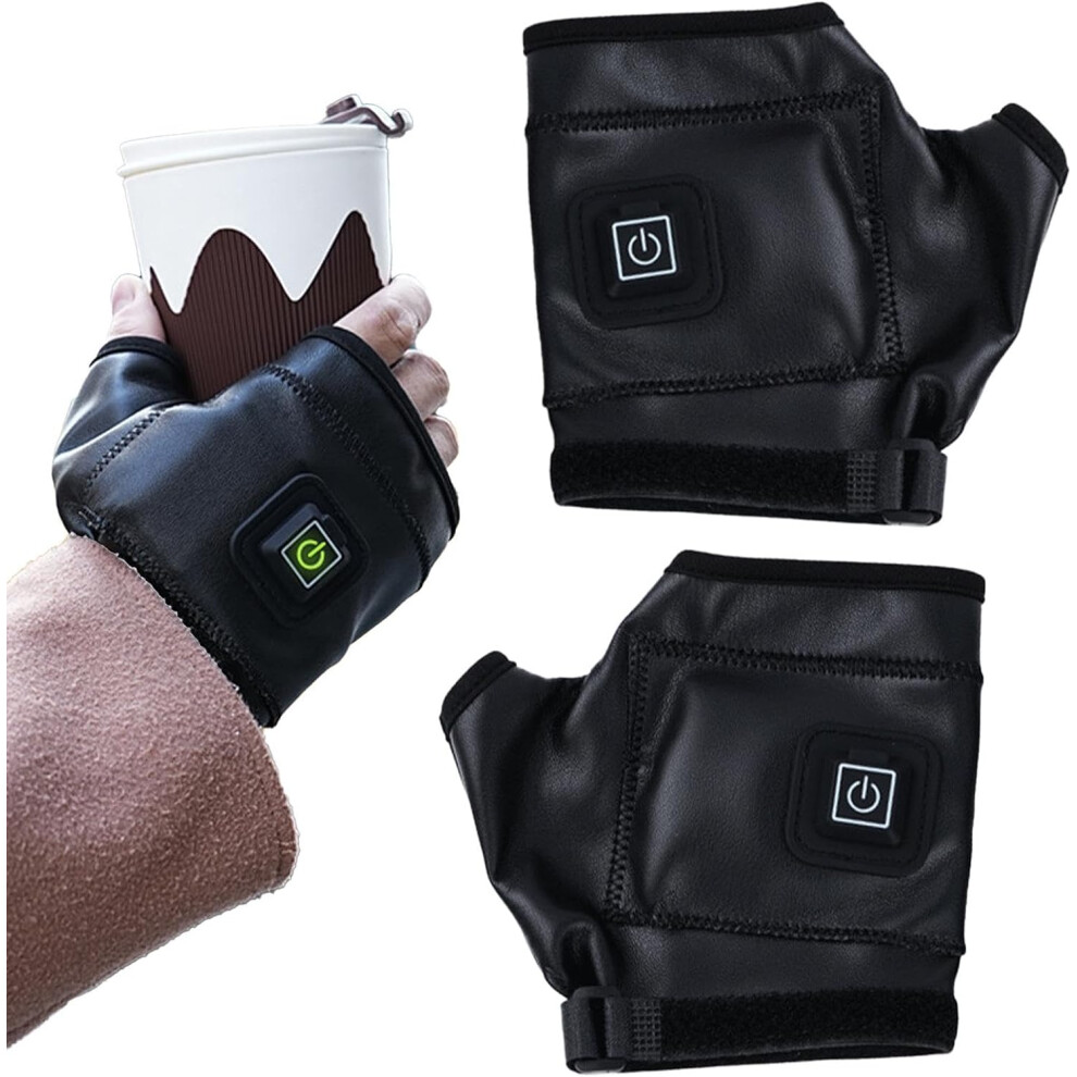 (L, Black) Work Touchscreen Gloves for Winter,Rechargeable Heated Gloves | Touchscreen Gloves Adjustable Temperature Control Fingerless Gloves for Gaming Typing