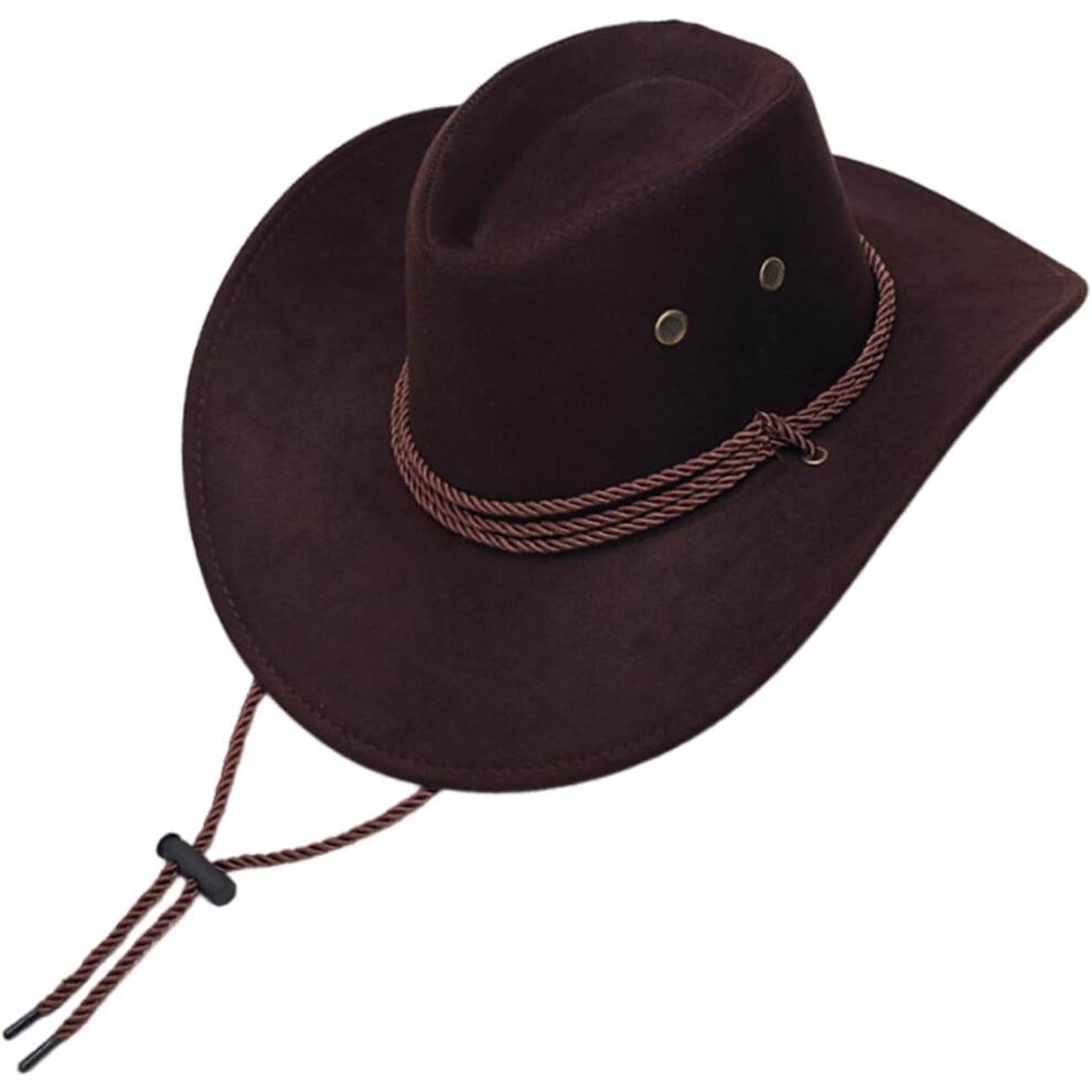 (10 Years, Coffee brown) Cowboy Hat - Large Brim Cowboy Hat,Stylish Cowboy Hat for Men Women, Comfortable Wide Brim Cowgirl Hats for Outdoors