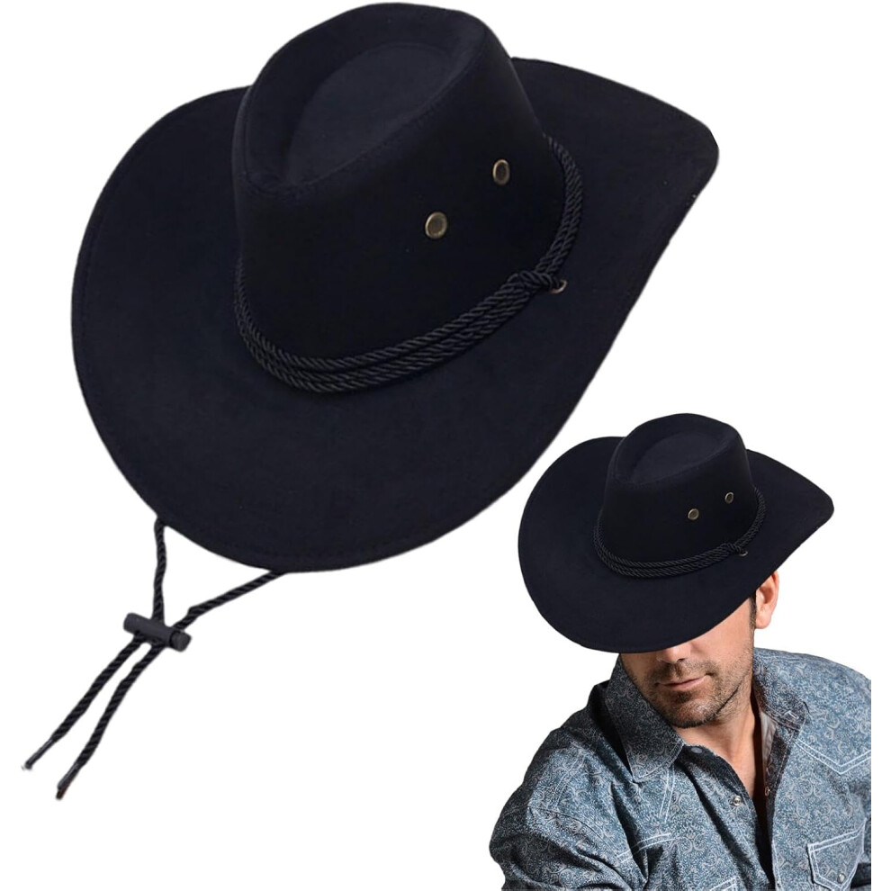 (10 Years, ) Cowboy Hat - Large Brim Cowboy Hat,Stylish Cowboy Hat For Men Women, Comfortable Wide Brim Cowgirl Hats For Outdoors Black
