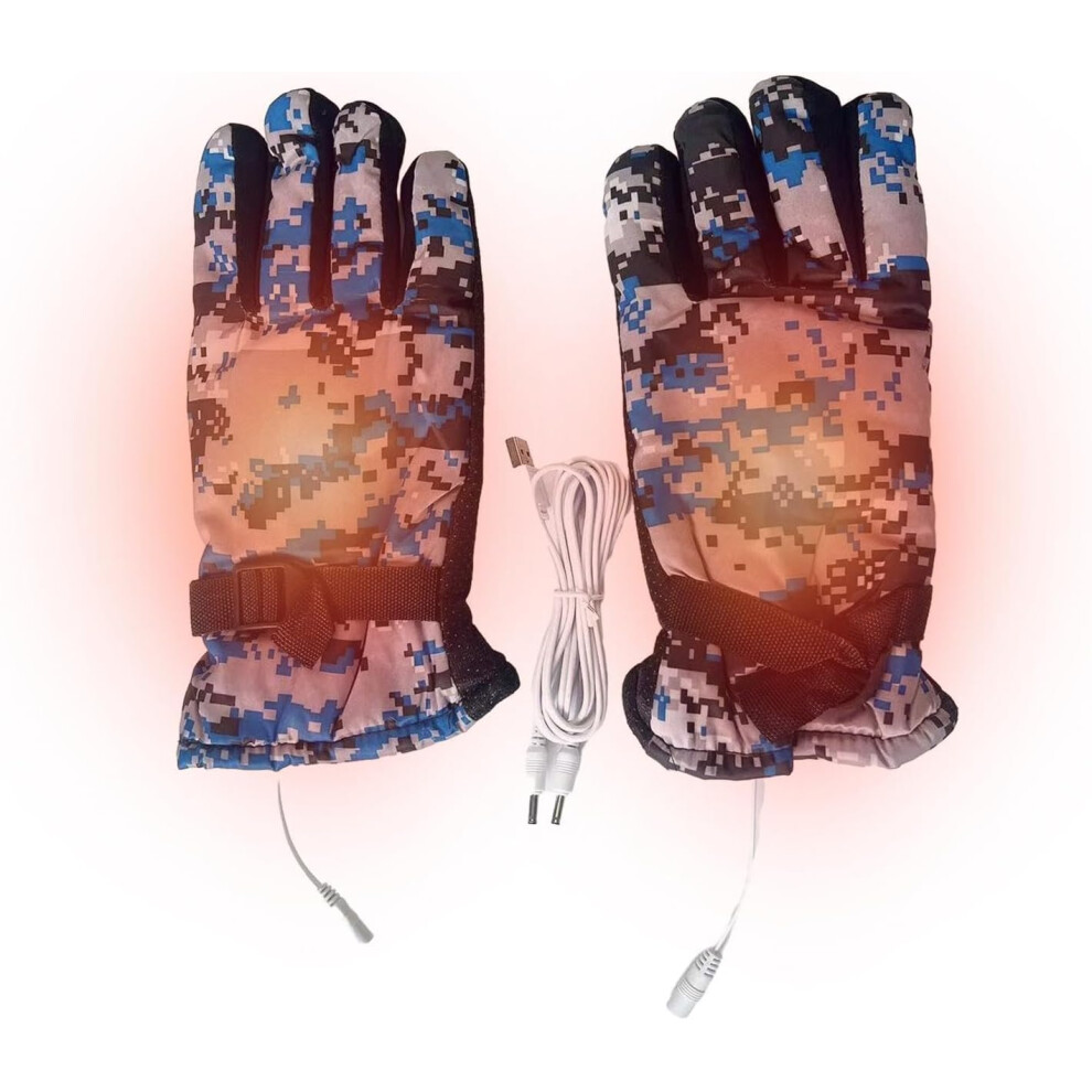 (A, ) Heating Gloves For Men | Snowboarding Gloves,Usb Winter Touchscreen Warm Gloves, Hand Warmer Gloves, Waterproof Heated Gloves For Women And Blue