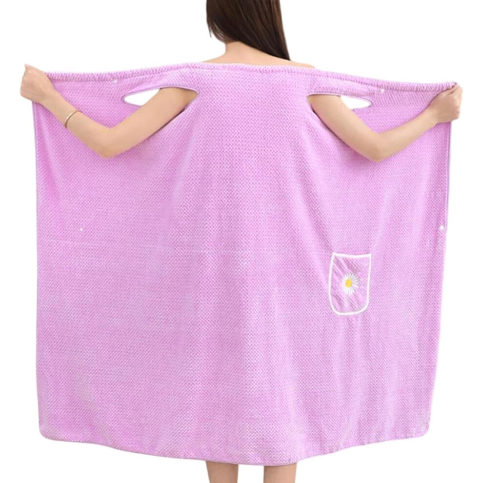 (Lavender) Spa Wrap Towel for Women | Shower Bath Body Wrap Robe Absorbent - Bathrobe with Pocket Lightweight Quick Dry for Home Spa Travel